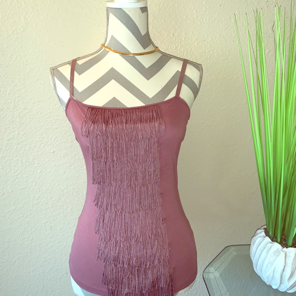 BEBE tank with full front beautiful fringe.